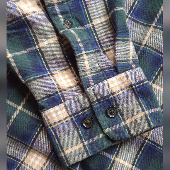 Lands' End Mens Blue & Green Plaid Long Sleeve Flannel Shirt, Size 2XL Tall - Picture 3 of 9